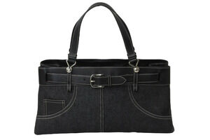 Christian Dior Handbag tote bag black denim leather